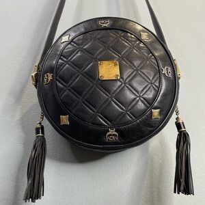 MCM Black Quilted Leather Round Crossbody
